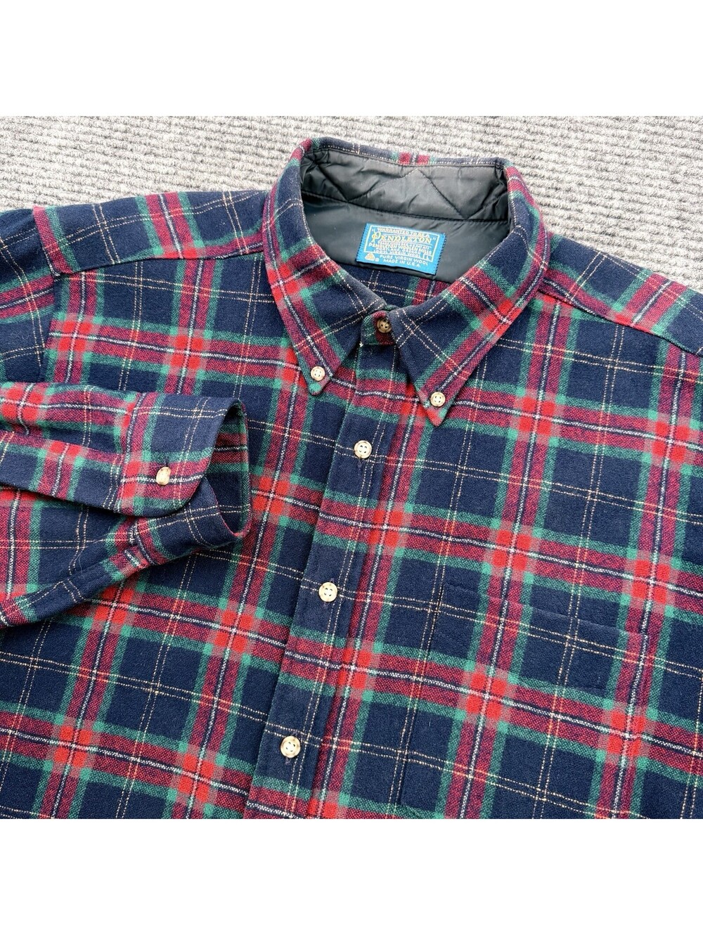 Vintage Pendleton Virgin Wool Flannel Men's Large L/S Classic Check Plaid